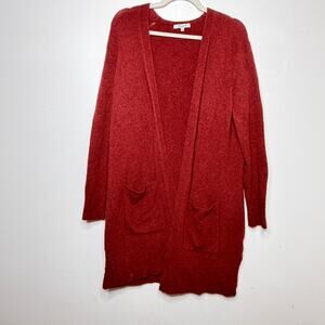 Madewell Cozy Walker Open Cardigan Sweater Wool Alpaca Red Size S